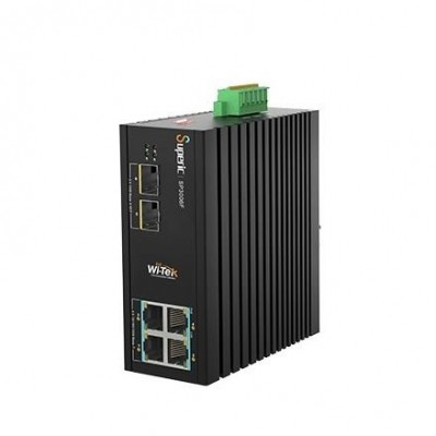 WI-TEK 4port 120w FULL PoE WI-SP3006F 4GE GIGABIT 2X SFP Yönetilemez Endüstriyel Switch